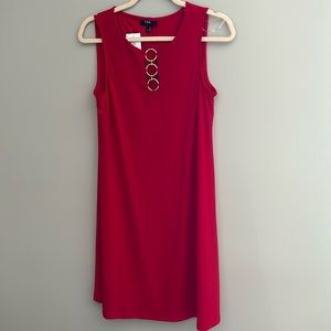Red MSK shift dress with gold accent